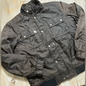 Zara Man Dark Brown Military Bomber Jacket Sz XL